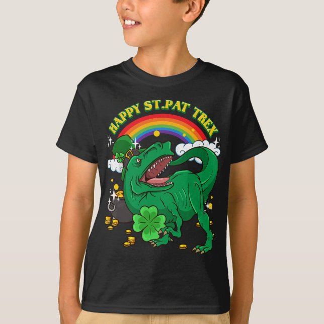 Happy St. Patricks Day Irish Tyrannosaurus rex Din T-Shirt (Vorderseite)