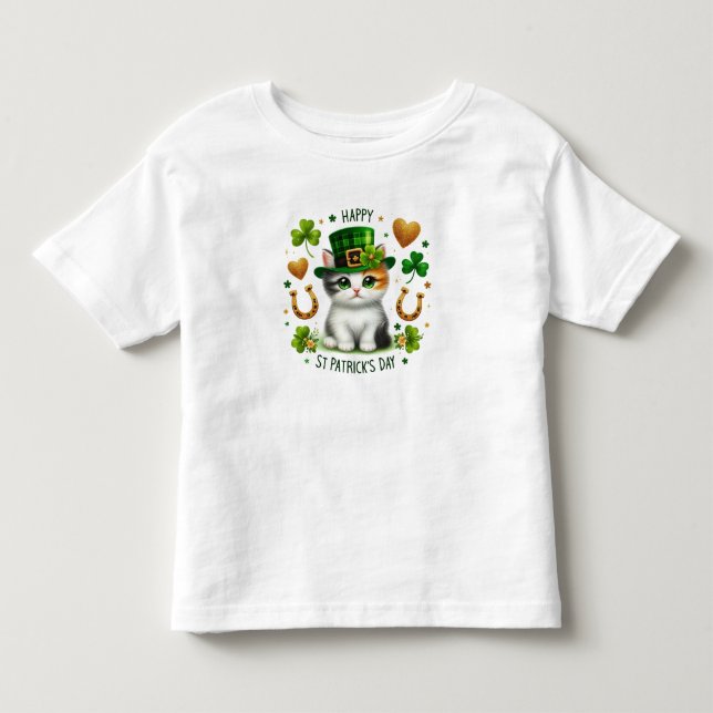 Happy St. Patrick's Day Kitten Kleinkind T-shirt (Vorderseite)