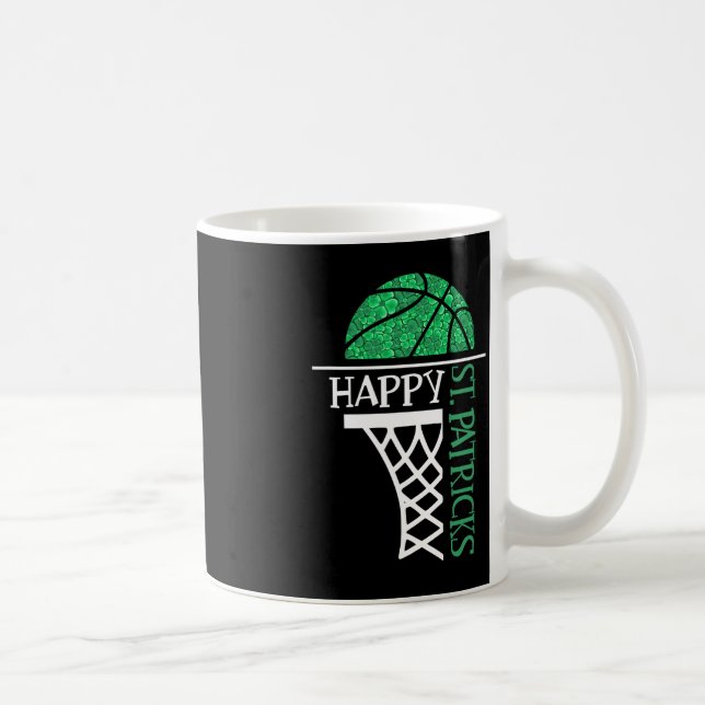 Happy St Patricks Day Kleeblatt Basketballspieler Kaffeetasse (Rechts)