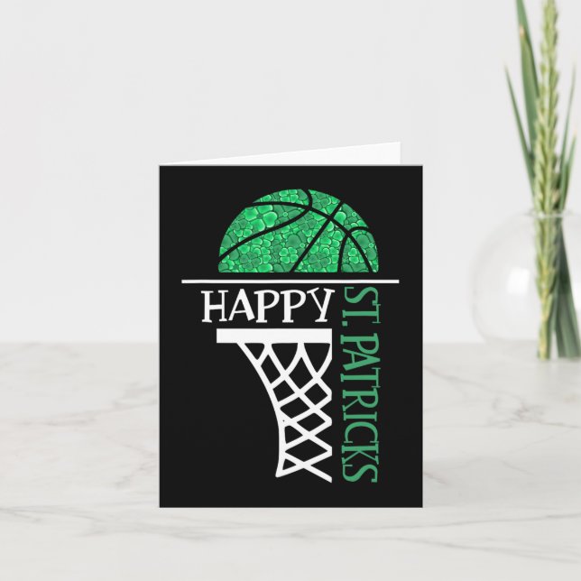 Happy St Patricks Day Kleeblatt Basketballspieler Karte (Vorderseite)