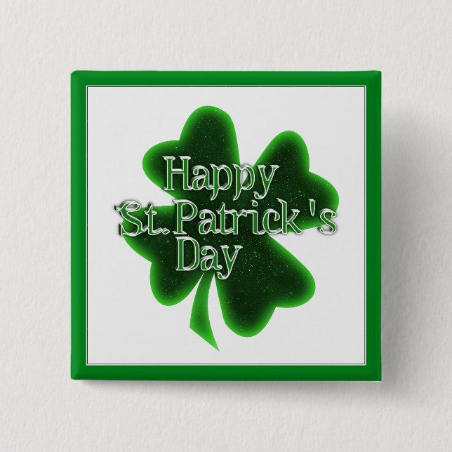 Happy St. Patricks Day Kleeblatt Button (Vorderseite)