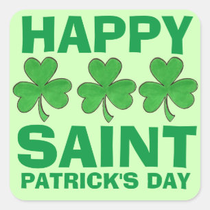 Happy St. Patrick's Day Kleeblatt Clover Quadratischer Aufkleber