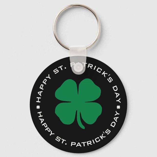 Happy St. Patrick's Day Kleeblatt Lucky Charm Schlüsselanhänger (Vorderseite)