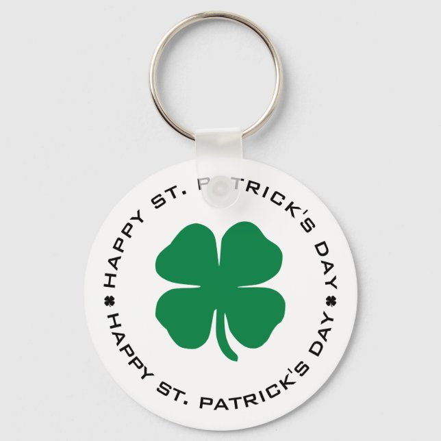Happy St. Patrick's Day Kleeblatt Lucky Charm Schlüsselanhänger (Vorderseite)