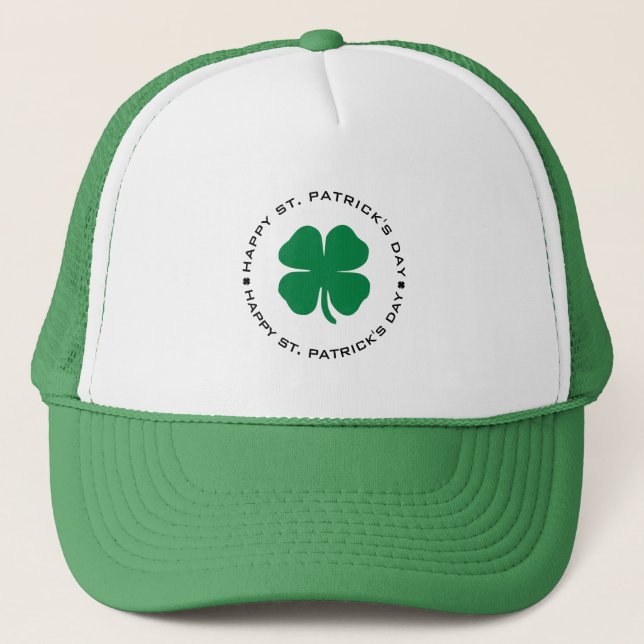 Happy St. Patrick's Day Kleeblatt Lucky Charm Truckerkappe (Vorderseite)