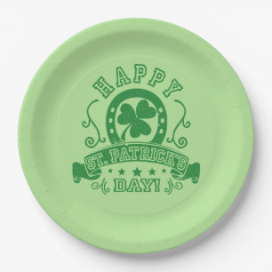 Happy St Patrick's Day Kleeblatt Pappteller