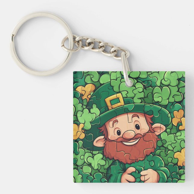 Happy St. Patrick's Day Kleeblatts Acrylic Schlüss Schlüsselanhänger (Vorderseite)