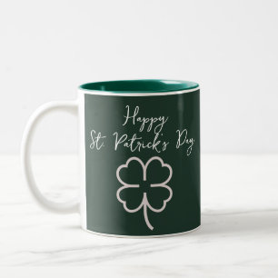 Happy St. Patrick's Day Kleeblatts Einfaches Skrip Zweifarbige Tasse