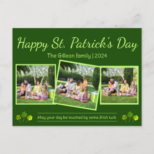 Happy St. Patrick's Day Kleeblatts Familie 3 Foto Feiertagspostkarte