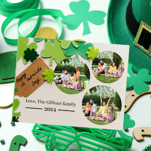 Happy St. Patrick's Day Kleeblatts Familie 3 Foto Feiertagspostkarte