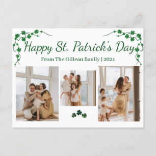 Happy St. Patrick's Day Kleeblatts Familie 3 Foto Feiertagspostkarte