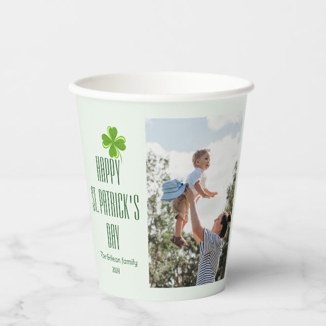 Happy St. Patrick's Day Kleeblatts Foto Pappbecher (Vorderseite)