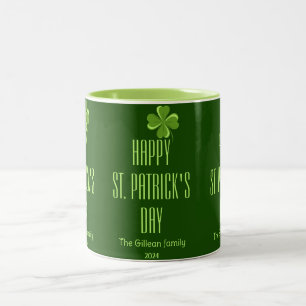 Happy St. Patrick's Day Kleeblatts Foto Zweifarbige Tasse