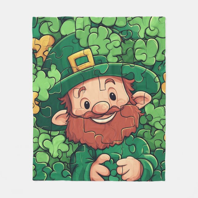 Happy St. Patrick's Day Kleeblatts Puzzle Fleecedecke (Vorderseite)