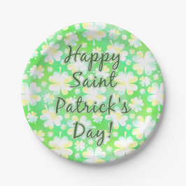 Happy St Patrick's Day Kleeblatts Retro Wasserfarb Pappteller