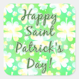 Happy St Patrick's Day Kleeblatts Retro Wasserfarb Quadratischer Aufkleber