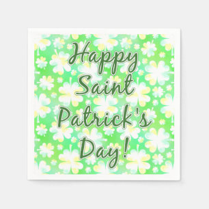 Happy St Patrick's Day Kleeblatts Retro Wasserfarb Serviette