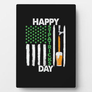 Happy St Patricks Day Kleeblatts US American Flag Fotoplatte