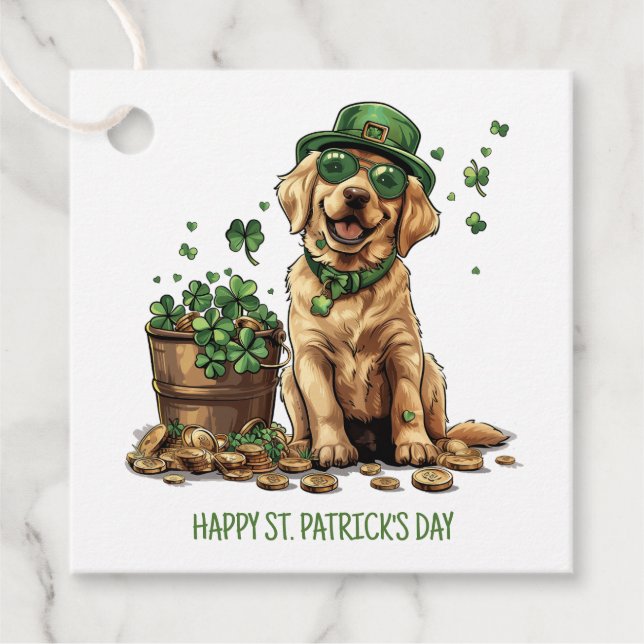 Happy St. Patrick's Day Labrador Retriever Dog Geschenkanhänger (Vorderseite)