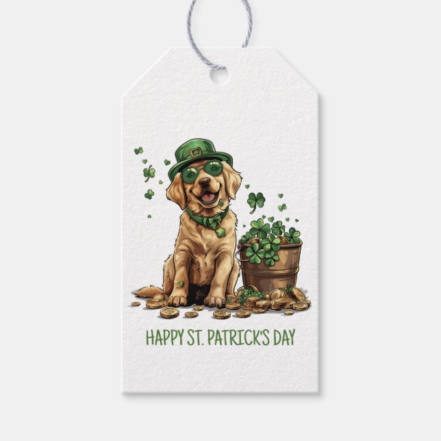 Happy St. Patrick's Day Labrador Retriever Dog Geschenkanhänger (Vorderseite)