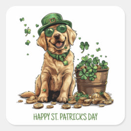 Happy St. Patrick's Day Labrador Retriever Dog Quadratischer Aufkleber