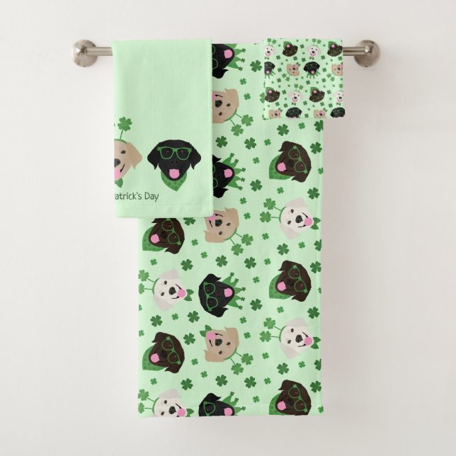 Happy St Patricks Day Labrador Retriever Hunde Badhandtuch Set (Insitu)