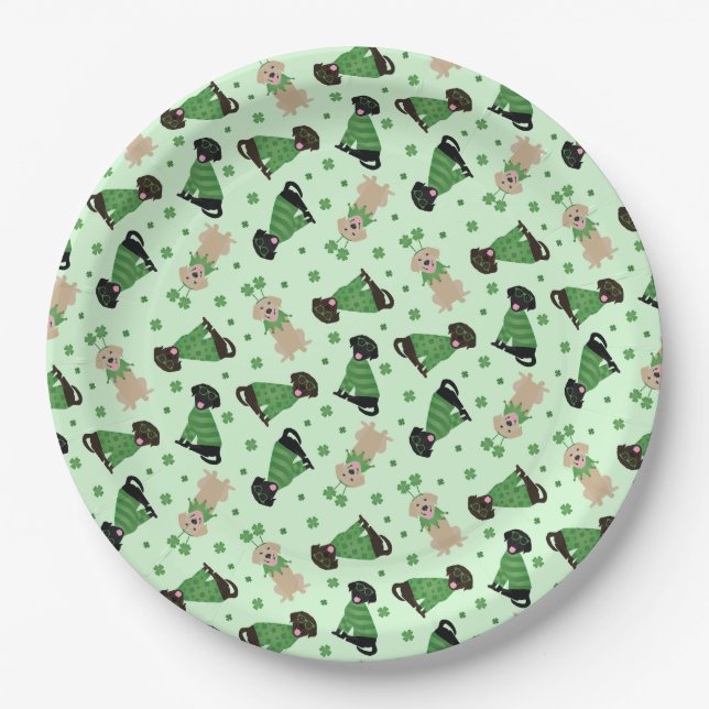 Happy St Patricks Day Labrador Retriever Hunde Pappteller (Vorderseite)