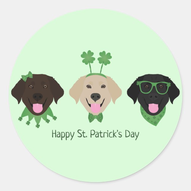 Happy St Patricks Day Labrador Retriever Hunde Runder Aufkleber (Vorderseite)