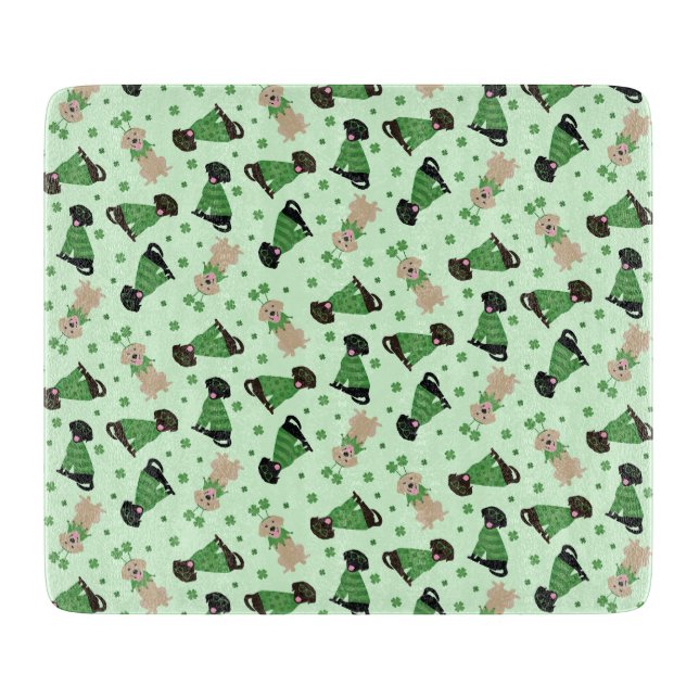 Happy St Patricks Day Labrador Retriever Hunde Schneidebrett (Vorderseite)