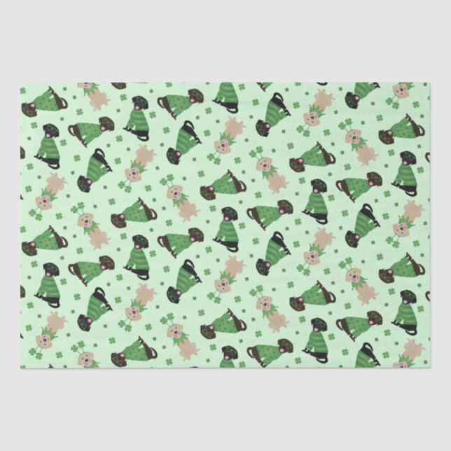 Happy St Patricks Day Labrador Retriever Hunde Seidenpapier (Vorderseite)