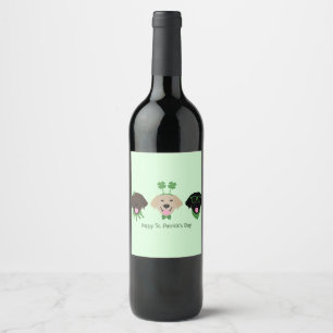 Happy St Patricks Day Labrador Retriever Hunde Weinetikett