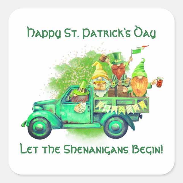 Happy St. Patrick's Day, Lass die Shenanigans begi Quadratischer Aufkleber (Vorderseite)
