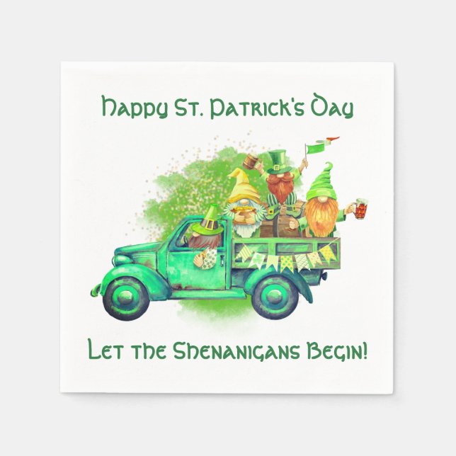 Happy St. Patrick's Day, Lass die Shenanigans begi Serviette (Vorderseite)