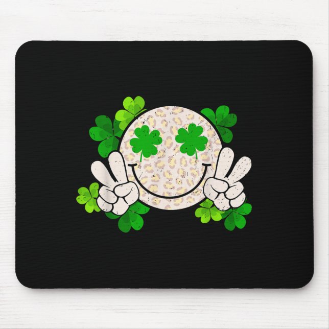 Happy St Patrick's Day Leopard Smile Face Irish Sh Mousepad (Vorne)