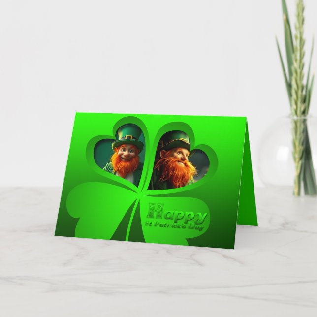 Happy St Patrick's Day Leprechaun Foto HGC3 hinzuf Karte (Vorderseite)