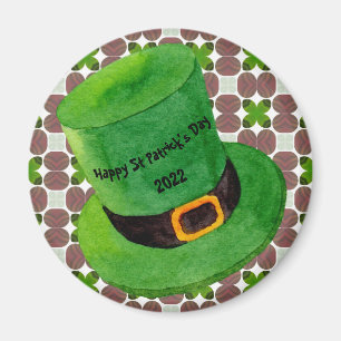 Happy St Patricks Day Leprechaun Hat Kleeblatt Magnet