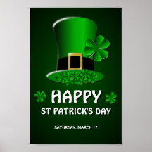 Happy St Patrick's Day Leprechaun Hat Poster