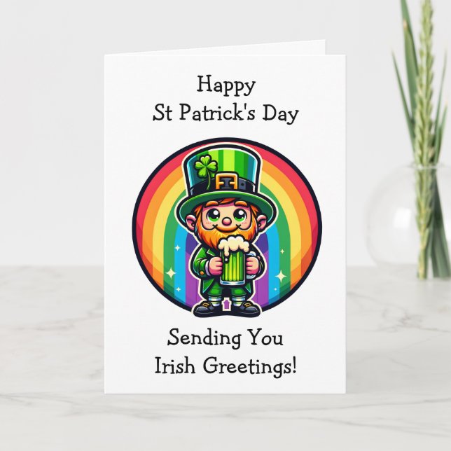 Happy St Patrick's Day Leprechaun Karte (Vorderseite)