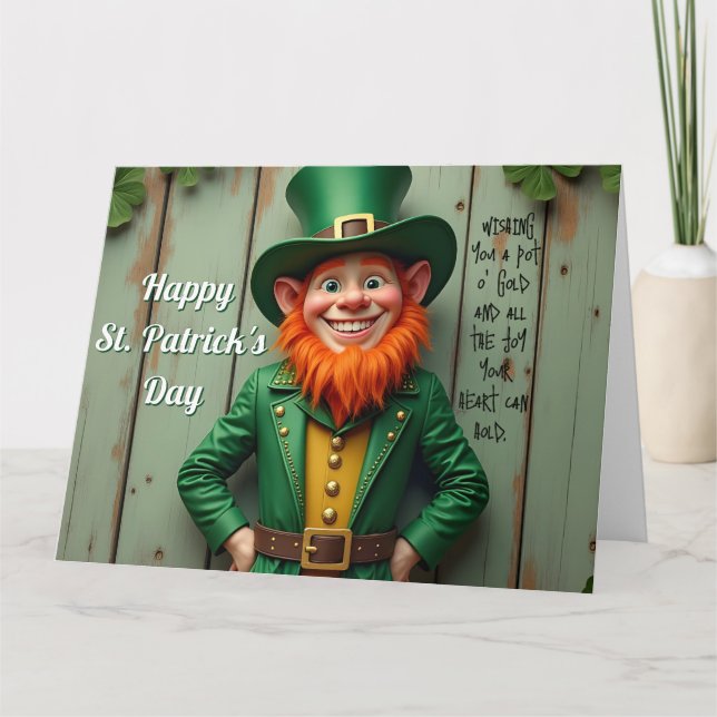 Happy St. Patrick's Day Leprechaun Karte (Vorderseite)