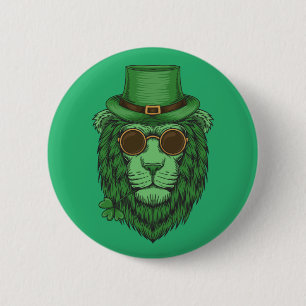 Happy St. Patrick's Day Leprechaun Lion Button