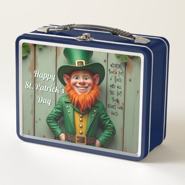 Happy St. Patrick's Day Leprechaun Metall Brotdose (Vorderseite)