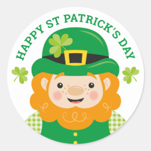 Happy St Patrick's Day Leprechaun Round Sticker