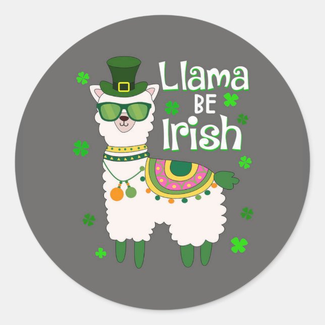 Happy St. Patrick's Day LIama Aufkleber (Vorderseite)