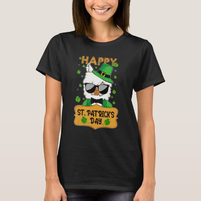 Happy St Patricks Day Llama Vater Mama Boy Girl T-Shirt (Vorderseite)