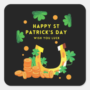 Happy St. Patricks Day - Lucky Irish Kleeblatt Quadratischer Aufkleber
