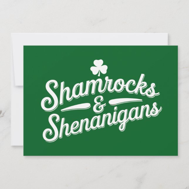 Happy St Patricks Day Lucky Kleeblatt & Shenanigan Einladung (Vorderseite)