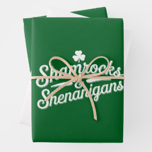 Happy St Patricks Day Lucky Kleeblatt & Shenanigan Geschenkpapier Set