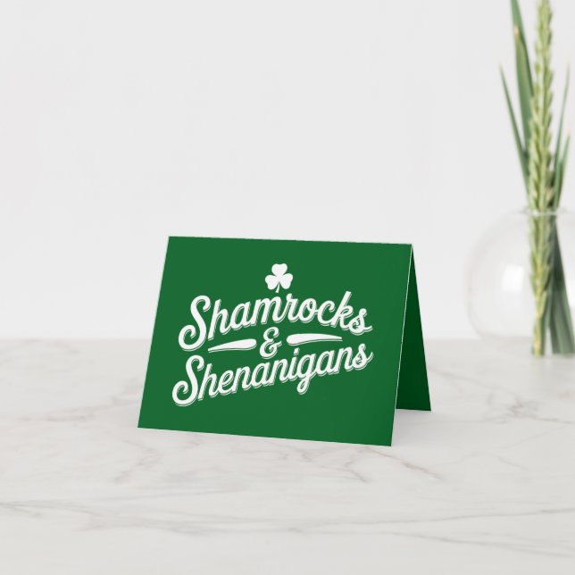 Happy St Patricks Day Lucky Kleeblatt & Shenanigan Karte (Vorderseite)
