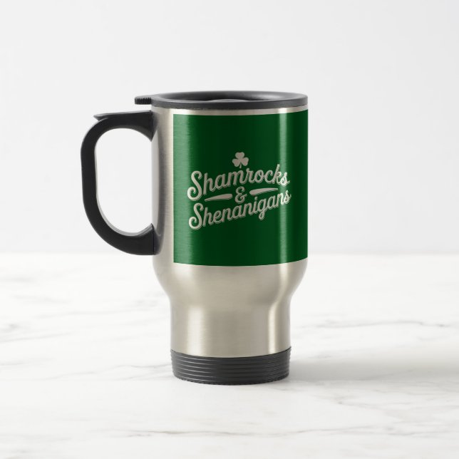 Happy St Patricks Day Lucky Kleeblatt & Shenanigan Reisebecher (Links)