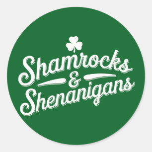 Happy St Patricks Day Lucky Kleeblatt & Shenanigan Runder Aufkleber
